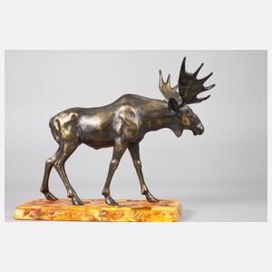 Elch auf Bernstein-Mosaiksockel