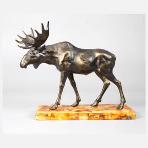 Elch auf Bernstein-Mosaiksockel