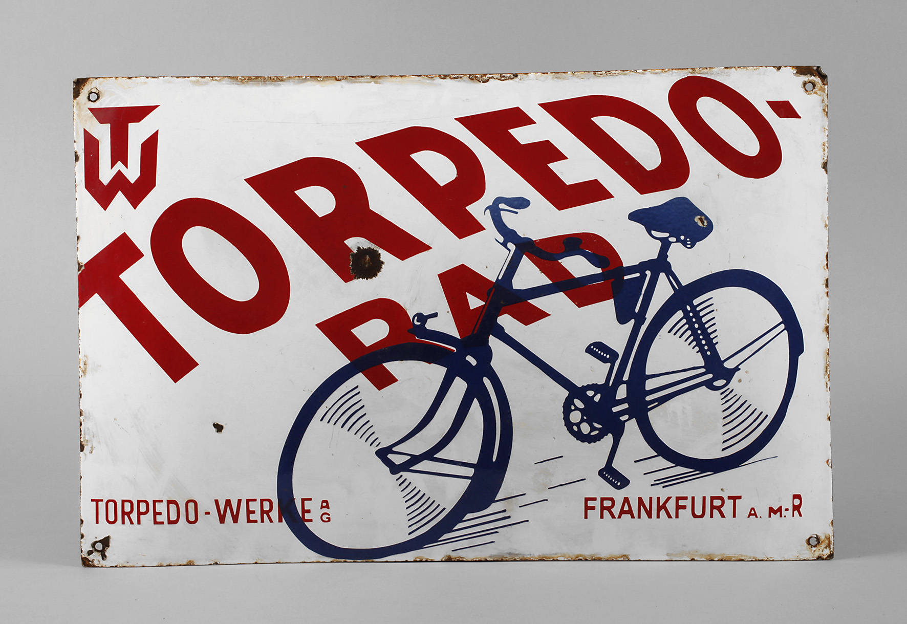 Emailleschild Torpedo-Fahrrad