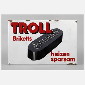 Emailleschild Troll Briketts