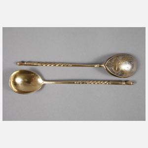 Russland sechs Silberlöffel im Etui