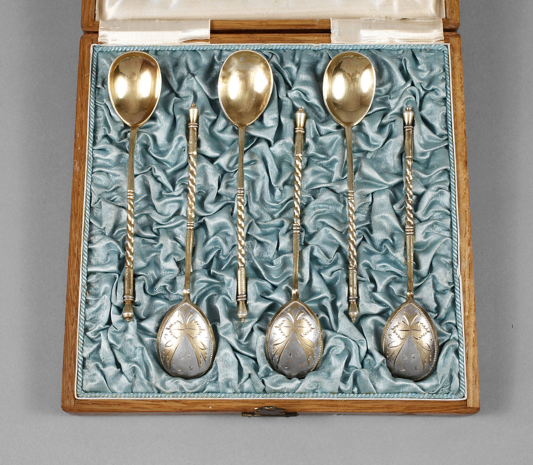 Russland sechs Silberlöffel im Etui