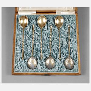 Russland sechs Silberlöffel im Etui