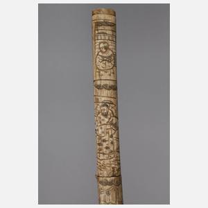 Katana mit figürlich verzierter Scheide aus Bein