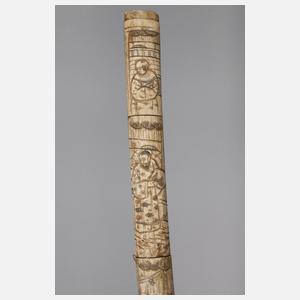 Katana mit figürlich verzierter Scheide aus Bein