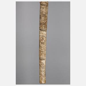 Katana mit figürlich verzierter Scheide aus Bein