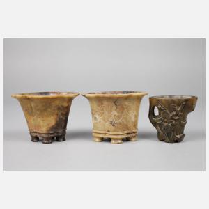 Drei Specksteinschnitzereien