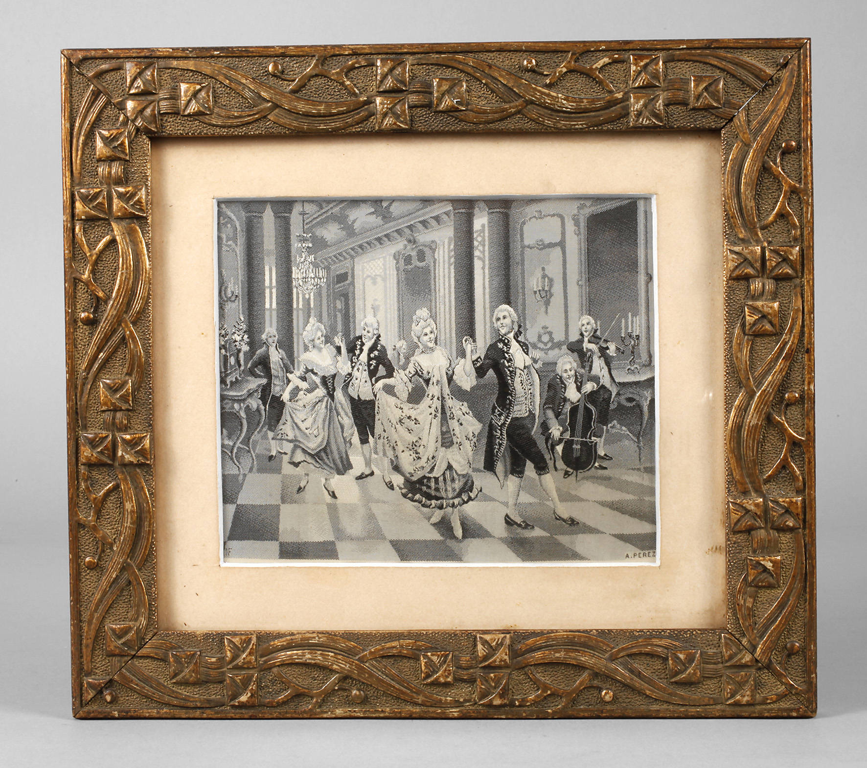 Seidenwebbild Rokokoszene