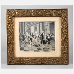 Seidenwebbild Rokokoszene