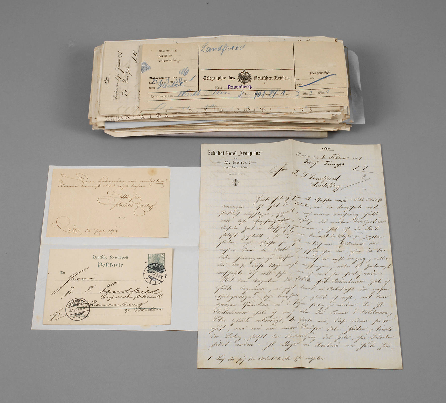 Geschäftspapiere der Tabak-Firma Landfried in Rauenberg (BaWü)