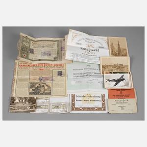 Konvolut Schuldverschreibungen und Fotos