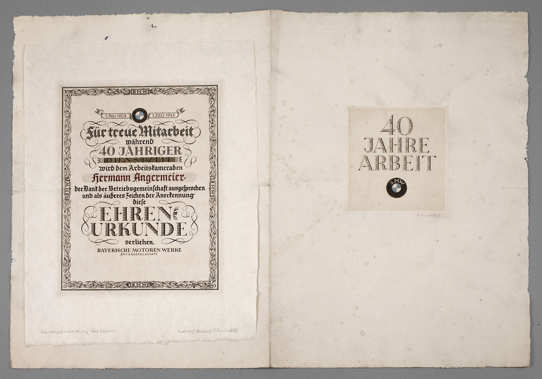 Ehrenurkunde BMW