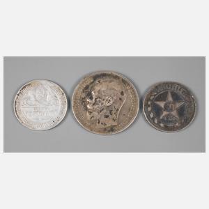 Drei russische Silbermünzen