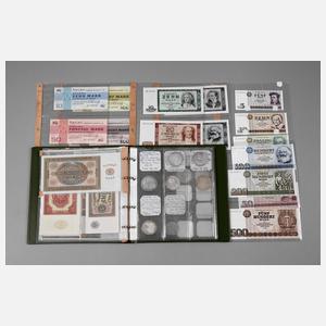 Kleines Sammelalbum alte Geldscheine und Medaillen