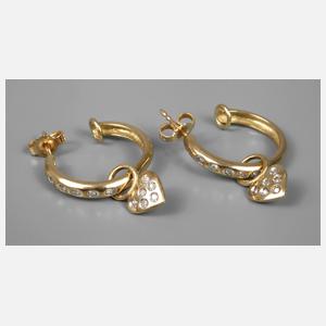 Paar Creolen mit Diamantbesatz