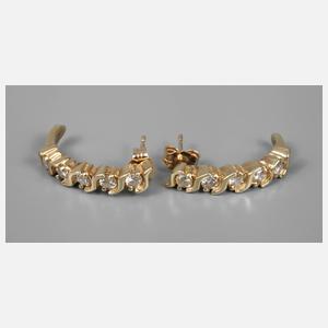 Paar Halbcreolen mit Brillantbesatz ca. 0,8 ct