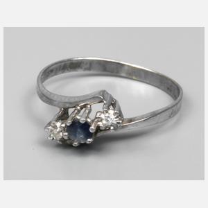 Damenring mit Saphir und Diamanten