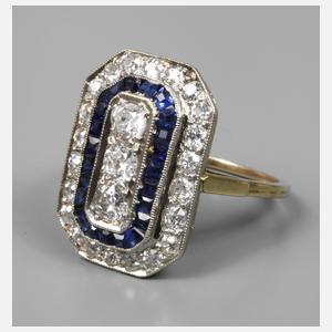 Damenring mit Saphiren und Altschliffdiamanten