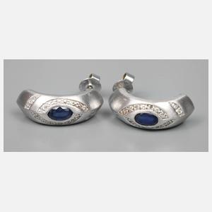 Paar Ohrstecker mit Saphiren und Diamanten