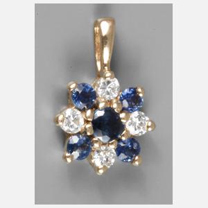 Anhänger besetzt mit Saphiren und Brillanten