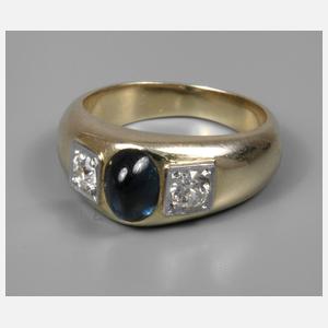 Damenring mit Saphir und Brillanten