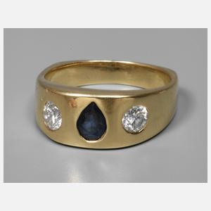 Damenring mit Saphir und Brillanten