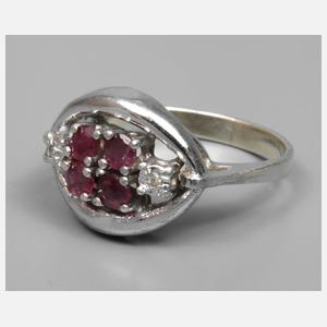Damenring besetzt mit Rubinen und Diamanten