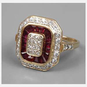 Damenring mit Diamanten und Rubinen