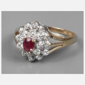 Damenring mit Rubin und Diamanten