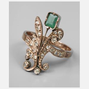Damenring mit Smaragd und Diamanten