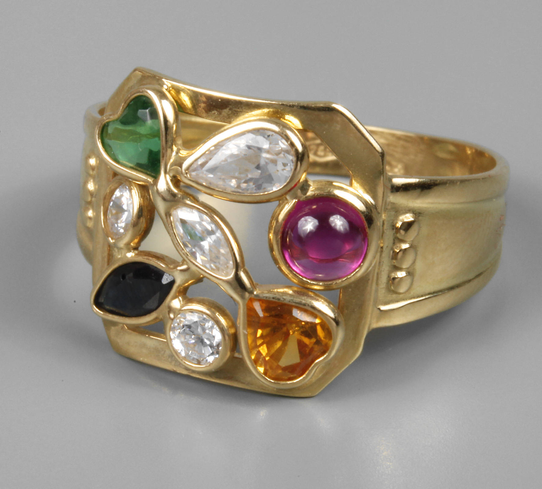 Damenring mit Multicolor-Besatz