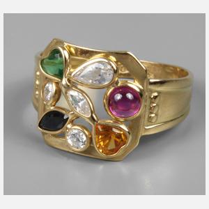 Damenring mit Multicolor-Besatz