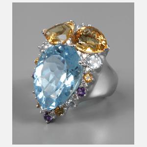 Prachtvoller Damenring mit Edelsteinbesatz