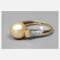 Damenring mit Perle und Diamanten111