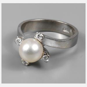 Damenring mit Zuchtperle und Brillanten