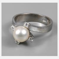 Damenring mit Zuchtperle und Brillanten111