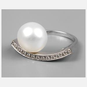 Damenring Weißgold mit Zuchtperle