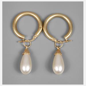 Paar Creolen mit Zuchtperlentropfen