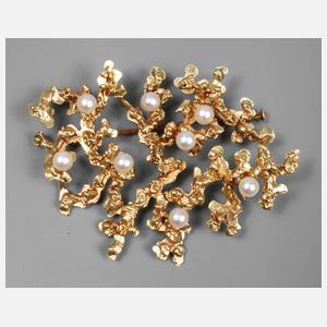 Ungewöhnliche Brosche mit Zuchtperlen