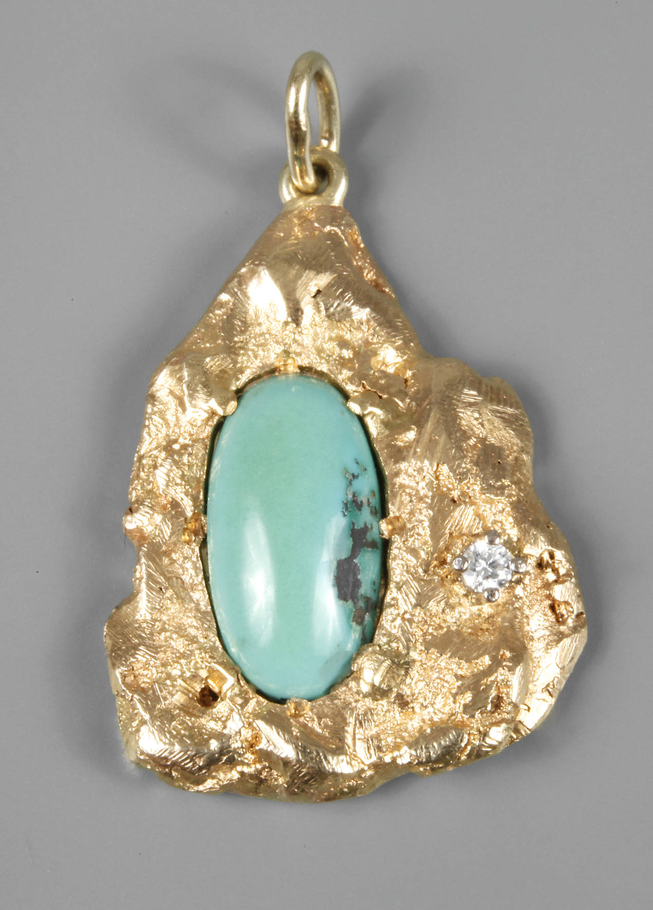 Massiver Anhänger als Goldnugget mit Türkis