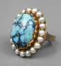 Damenring mit Türkis und Perlen