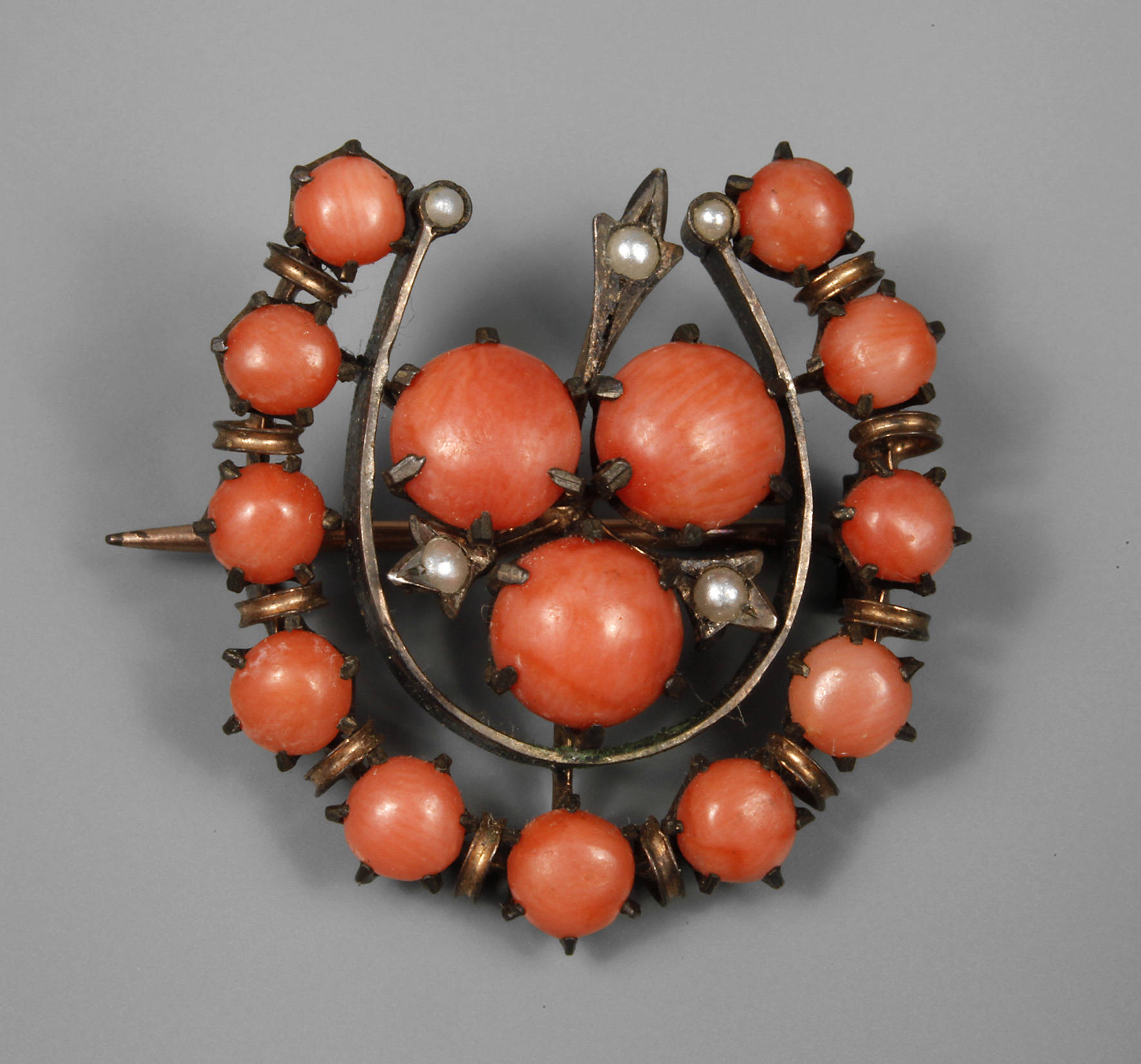 Korallenbrosche in Hufeisenform
