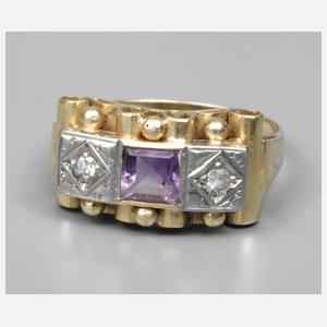 Damenring mit Amethyst und Diamanten