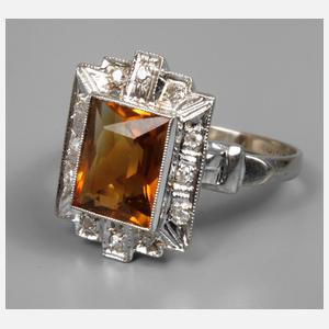 Damenring mit Citrin und Diamanten