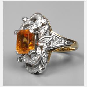 Damenring mit Citrin und Diamanten