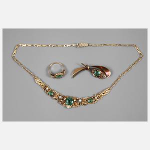 Schmuckset mit Turmalinbesatz