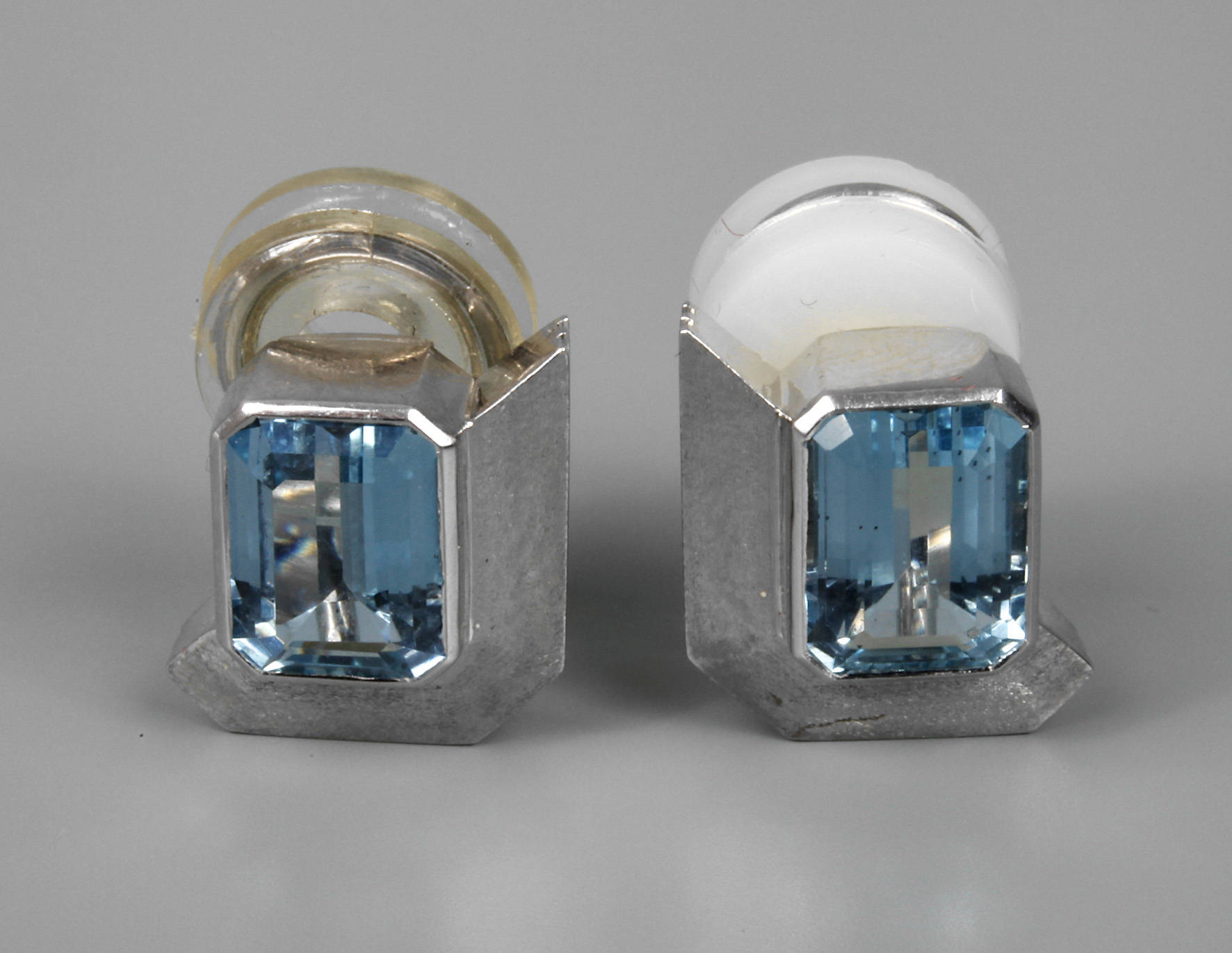 Paar Ohrclips mit Aquamarinen