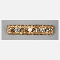 Brosche mit Aquamarinen und Perle111