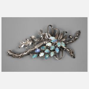 Brosche als Schleife mit Edelopalen