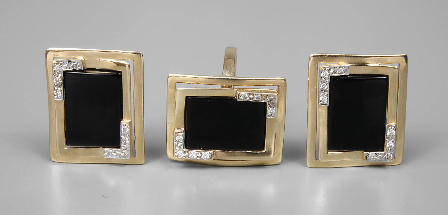 Modernes Schmuckset mit Onyx und Brillanten